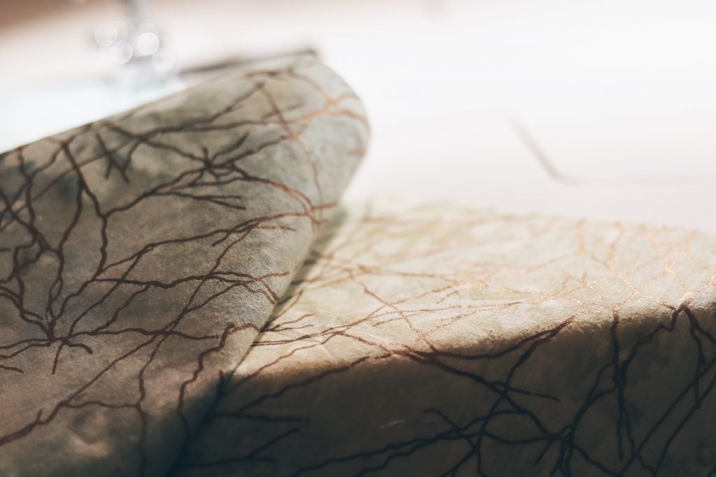 batik fabric pieces right sides together
