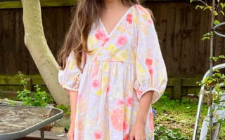 Marie Lawlor wearing her memade McCalls 7969 dress